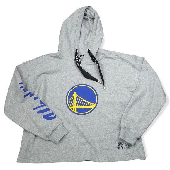 DKNY Golden State Warriors NBA Pullover Crop Gray Hoodie Women's Sz S - Picture 1 of 6
